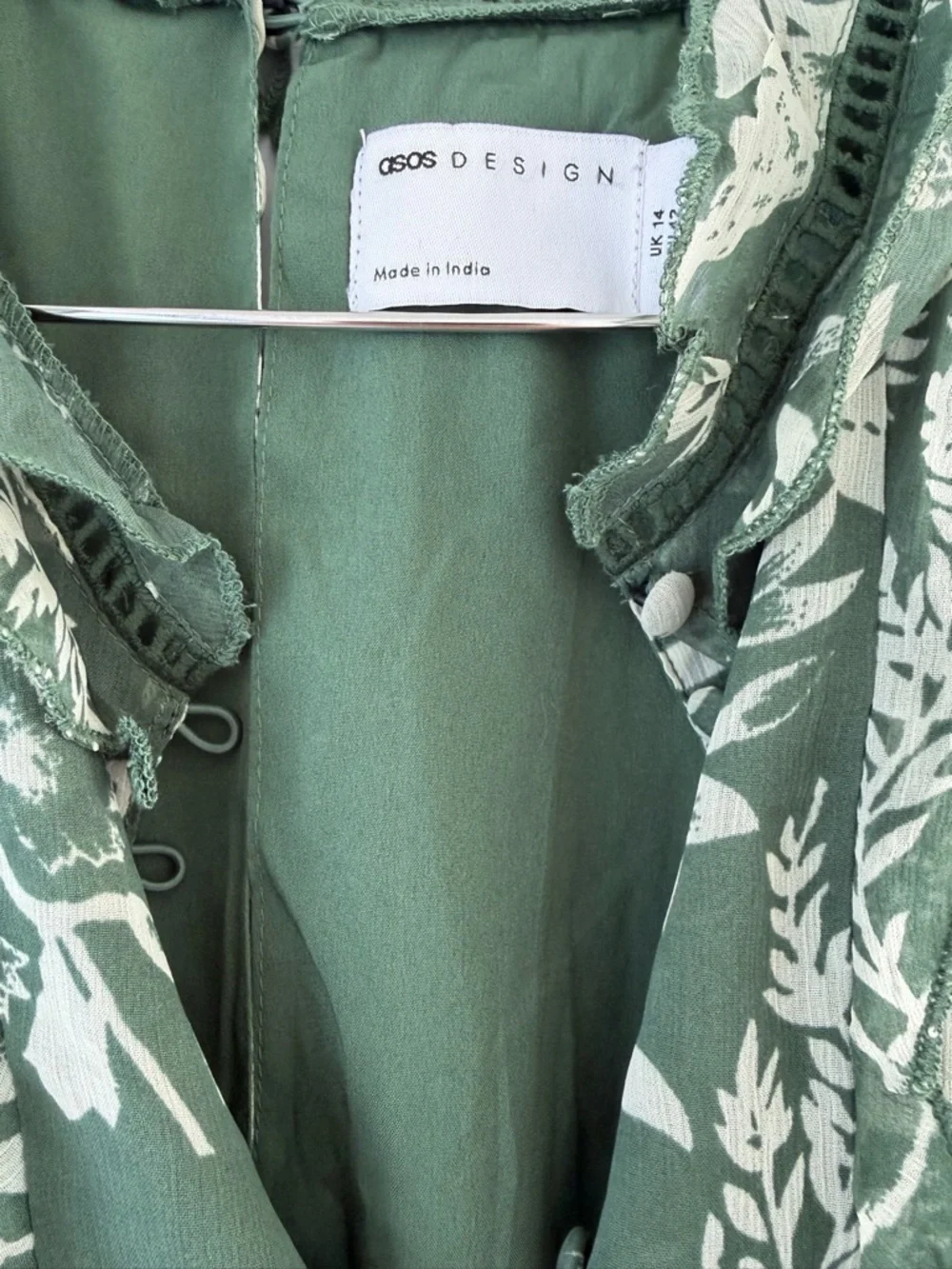 ASOS Green Floral Ruffle Mini Dress - Picture 2 of 5